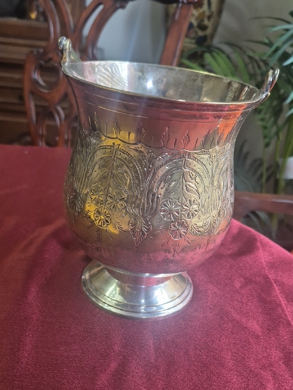 Vintage Leonard EPNS India Ornate Silver-Tone Decorative Ice Bucket